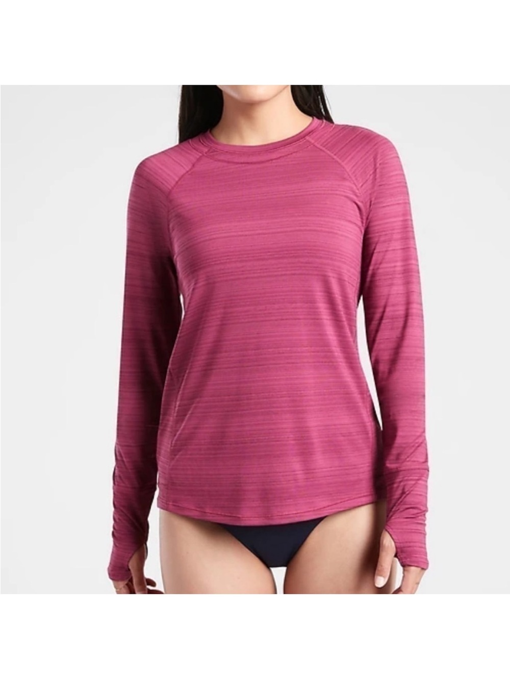 Athleta Pink Magenta Long Sleeve Athletic Top Thumbholes Performance Running